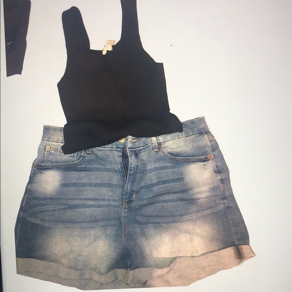 Forever 21 Light Wash Denim Cuffed Shorts
